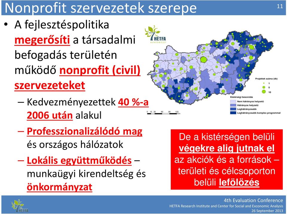 Professzionalizálódómag és országos hálózatok Lokális együttműködés munkaügyi kirendeltség és