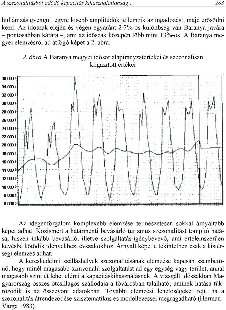 3%-os különbség van Baranya javára pontosabban kárára, ami az időszak közepén több mint 13%-os. A Baranya megyei elemzésről ad átfogó képet a 2.