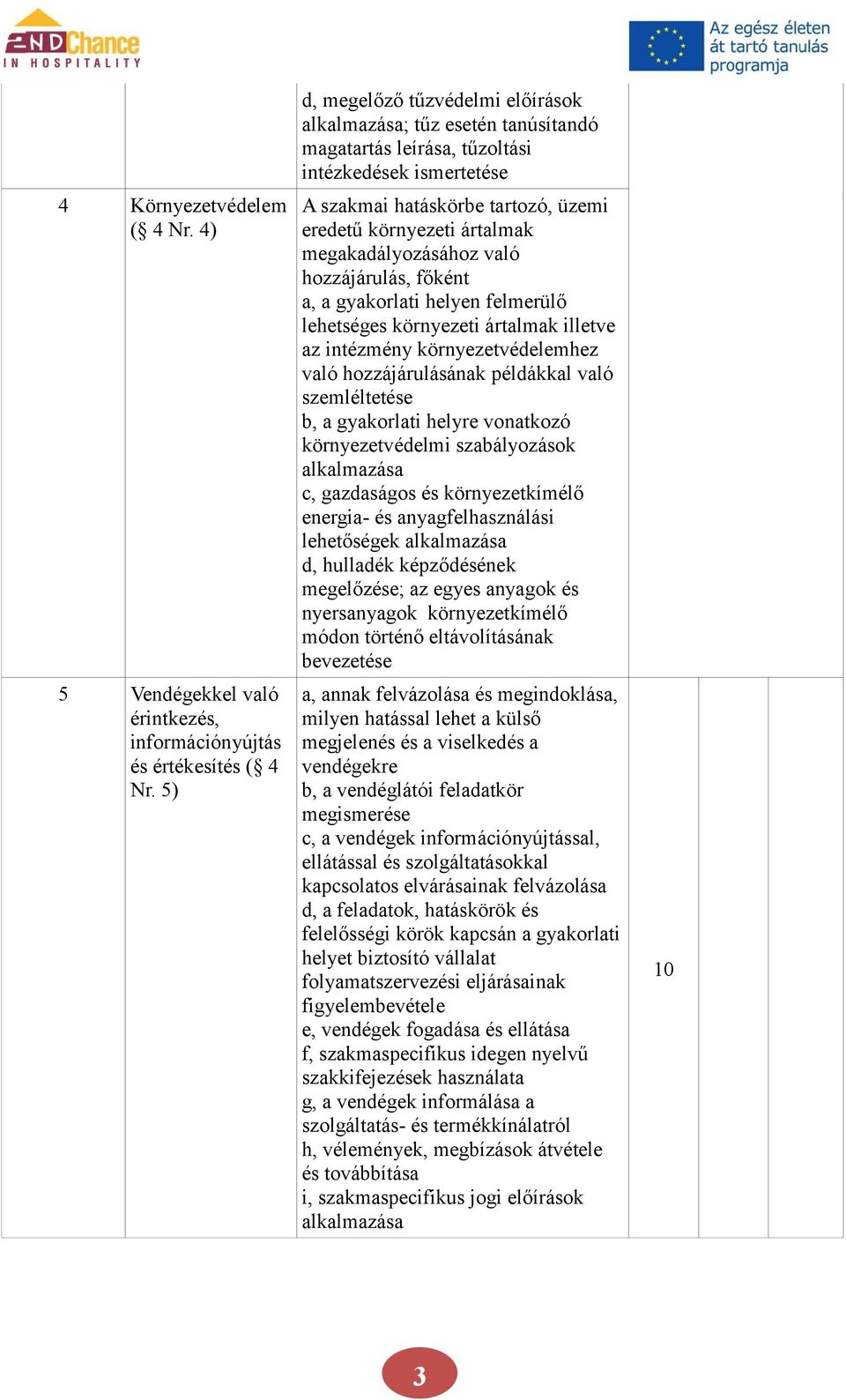 való hozzájárulás, főként a, a gyakorlati helyen felmerülő lehetséges környezeti ártalmak illetve az intézmény környezetvédelemhez való hozzájárulásának példákkal való szemléltetése b, a gyakorlati