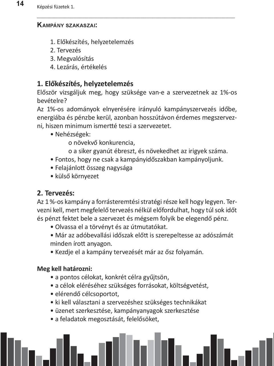 Az 1%-os adományok elnyerésére irányuló kampányszervezés időbe, energiába és pénzbe kerül, azonban hosszútávon érdemes megszervezni, hiszen minimum ismertté teszi a szervezetet.