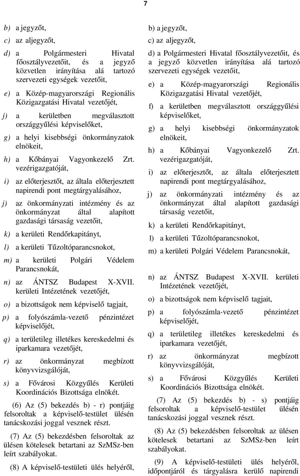 vezérigazgatóját, i) az előterjesztőt, az általa előterjesztett napirendi pont megtárgyalásához, j) az önkormányzati intézmény és az önkormányzat által alapított gazdasági társaság vezetőit, k) a