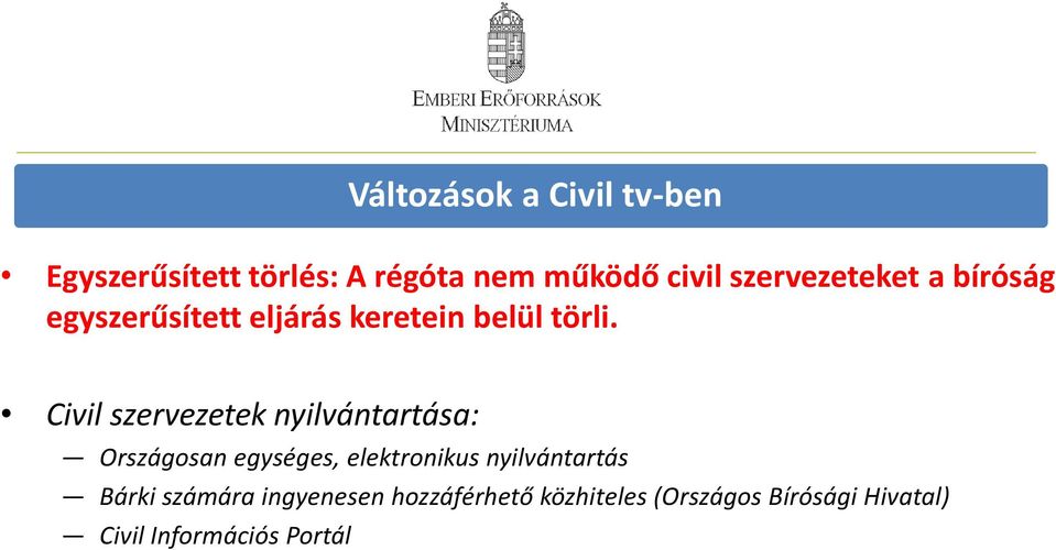 Civil szervezetek nyilvántartása: Országosan egységes, elektronikus nyilvántartás