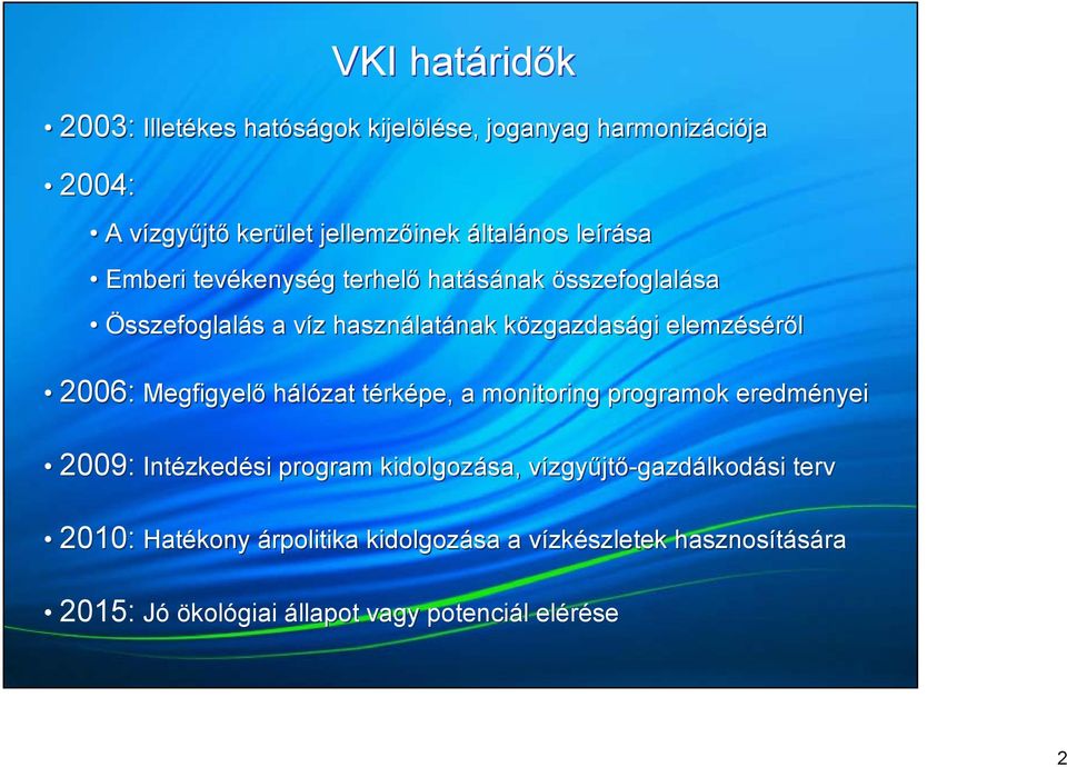 Megfigyelő hálózat térképe, a monitoring programok eredményei 2009: Intézkedési program kidolgozása, vízgyűjtő-gazdálkodási