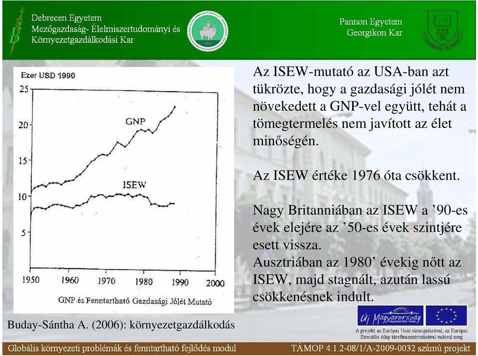 Nagy Britanniában az ISEW a 90-es évek elejére az 50-es évek szintjére esett vissza.