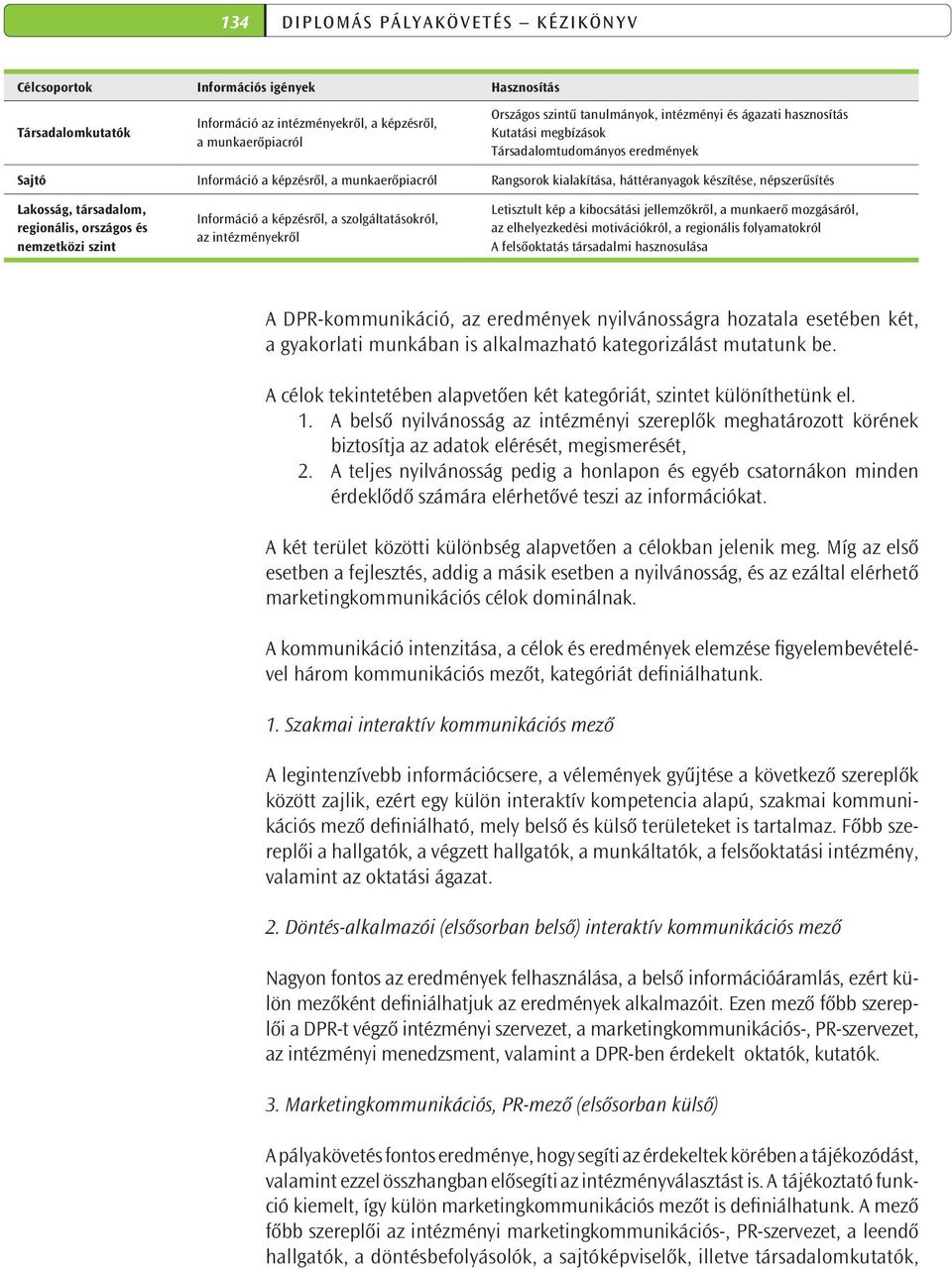 társadalom, regionális, országos és nemzetközi szint Információ a képzésről, a szolgáltatásokról, az intézményekről Letisztult kép a kibocsátási jellemzőkről, a munkaerő mozgásáról, az elhelyezkedési