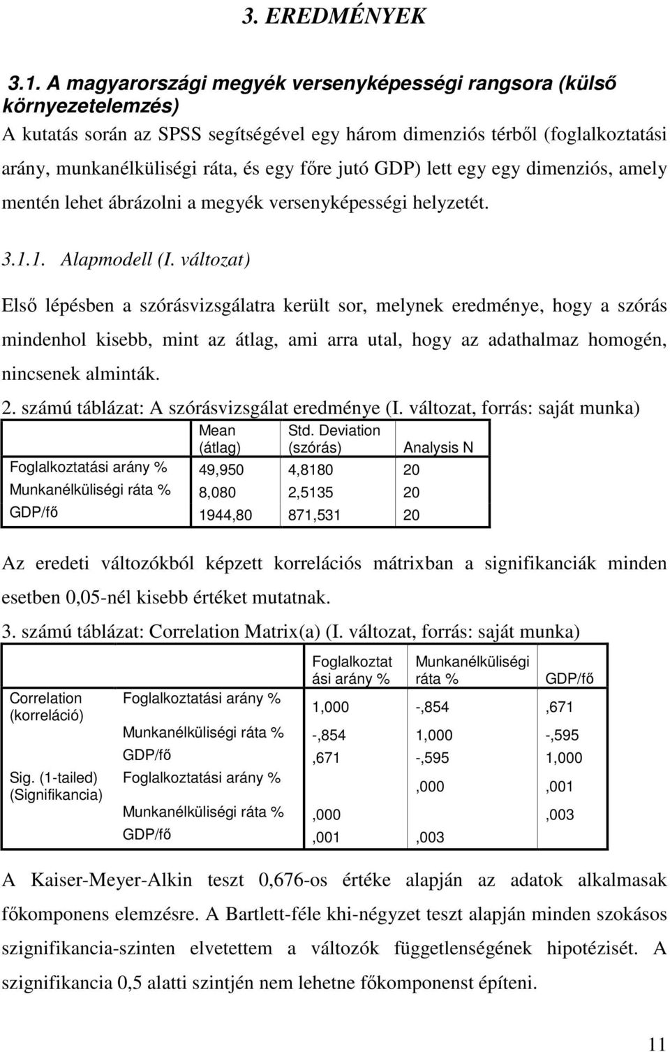 jutó GDP) lett egy egy dimenziós, amely mentén lehet ábrázolni a megyék versenyképességi helyzetét. 3.1.1. Alapmodell (I.