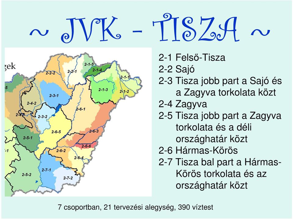 déli országhatár közt 2-6 Hármas-Körös 2-7 Tisza bal part a Hármas- Körös