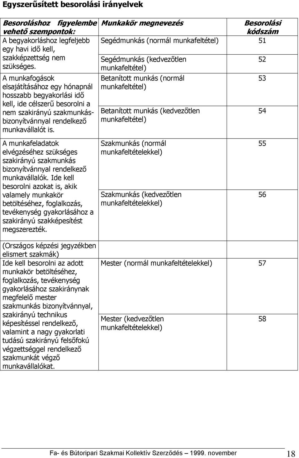 munkafeltétel) A munkafogások elsajátításához egy hónapnál hosszabb begyakorlási idő kell, ide célszerű besorolni a nem szakirányú szakmunkásbizonyítvánnyal rendelkező munkavállalót is.