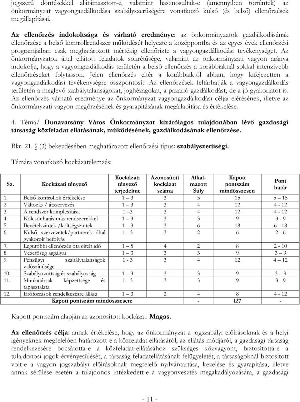 csak meghatározott mértékig ellenőrizte a vagyongazdálkodási tevékenységet.