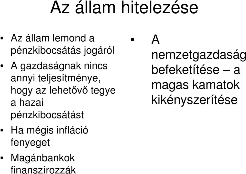 hazai pénzkibocsátást Ha mégis infláció fenyeget Magánbankok