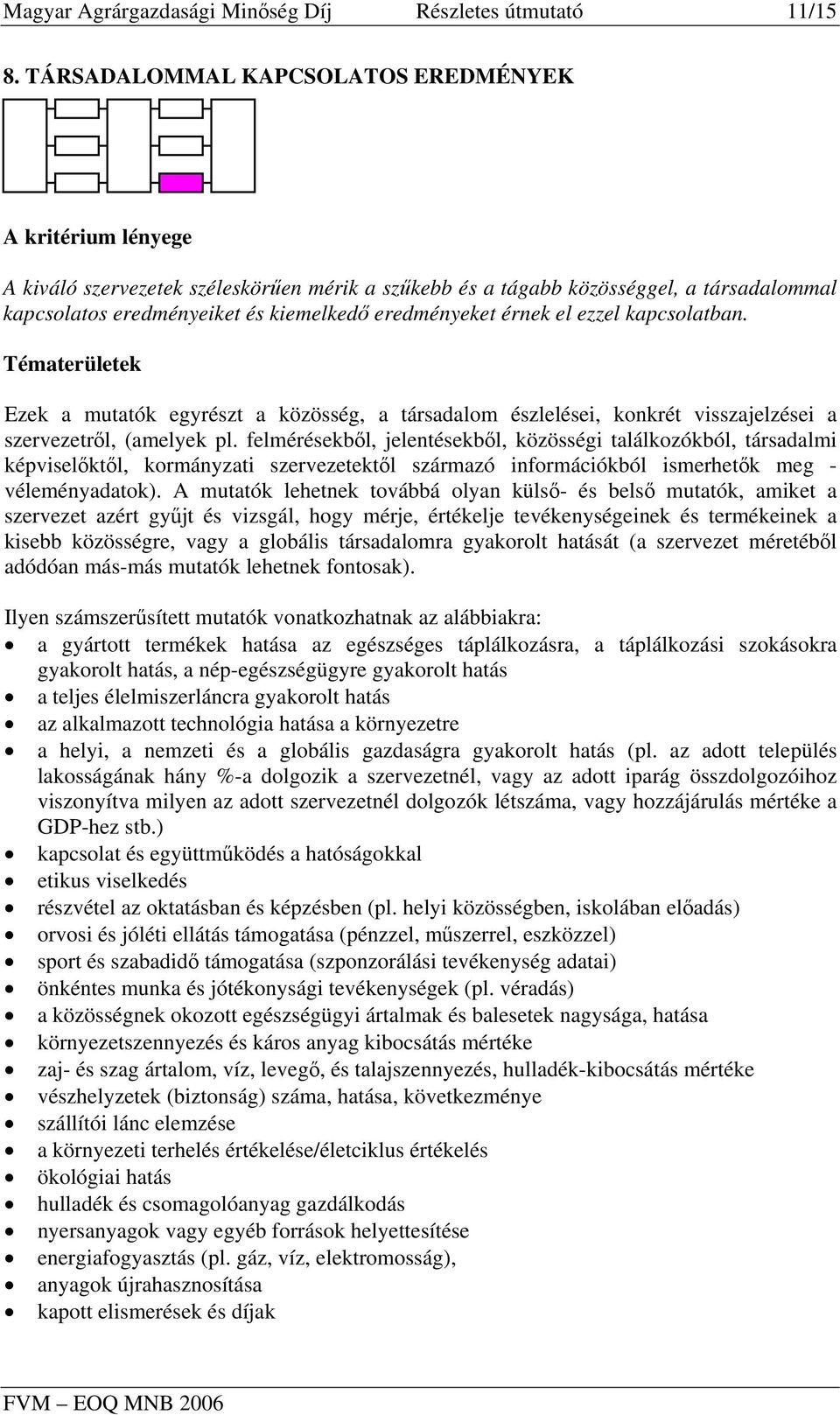 kapcsolatban. Tématerületek Ezek a mutatók egyrészt a közösség, a társadalom észlelései, konkrét visszajelzései a szervezetről, (amelyek pl.