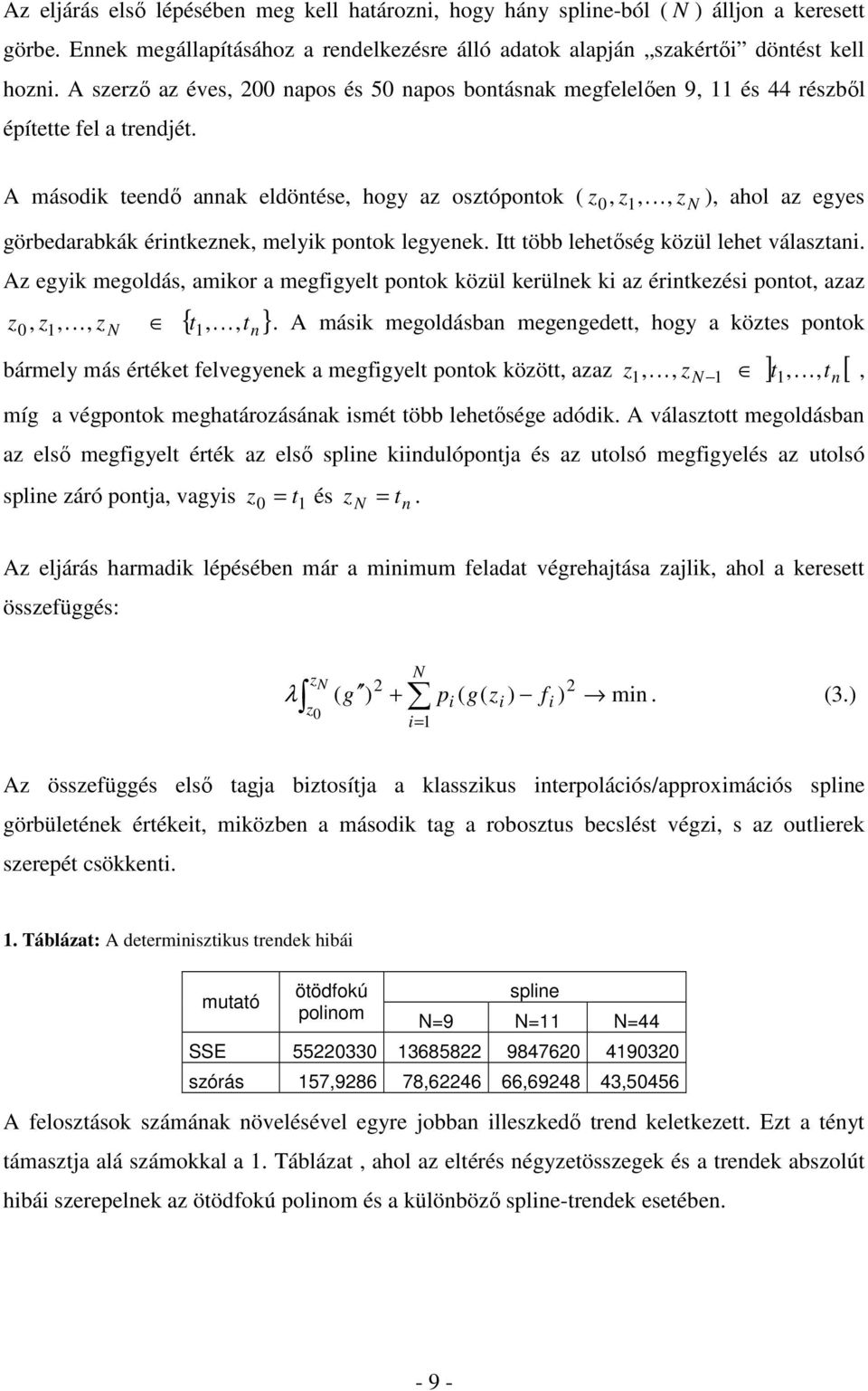 A második eendı annak eldönése, hogy az oszóponok ( z 0, z 1, K, z N ), ahol az egyes görbedarabkák érinkeznek, melyik ponok legyenek. I öbb leheıség közül lehe válaszani.