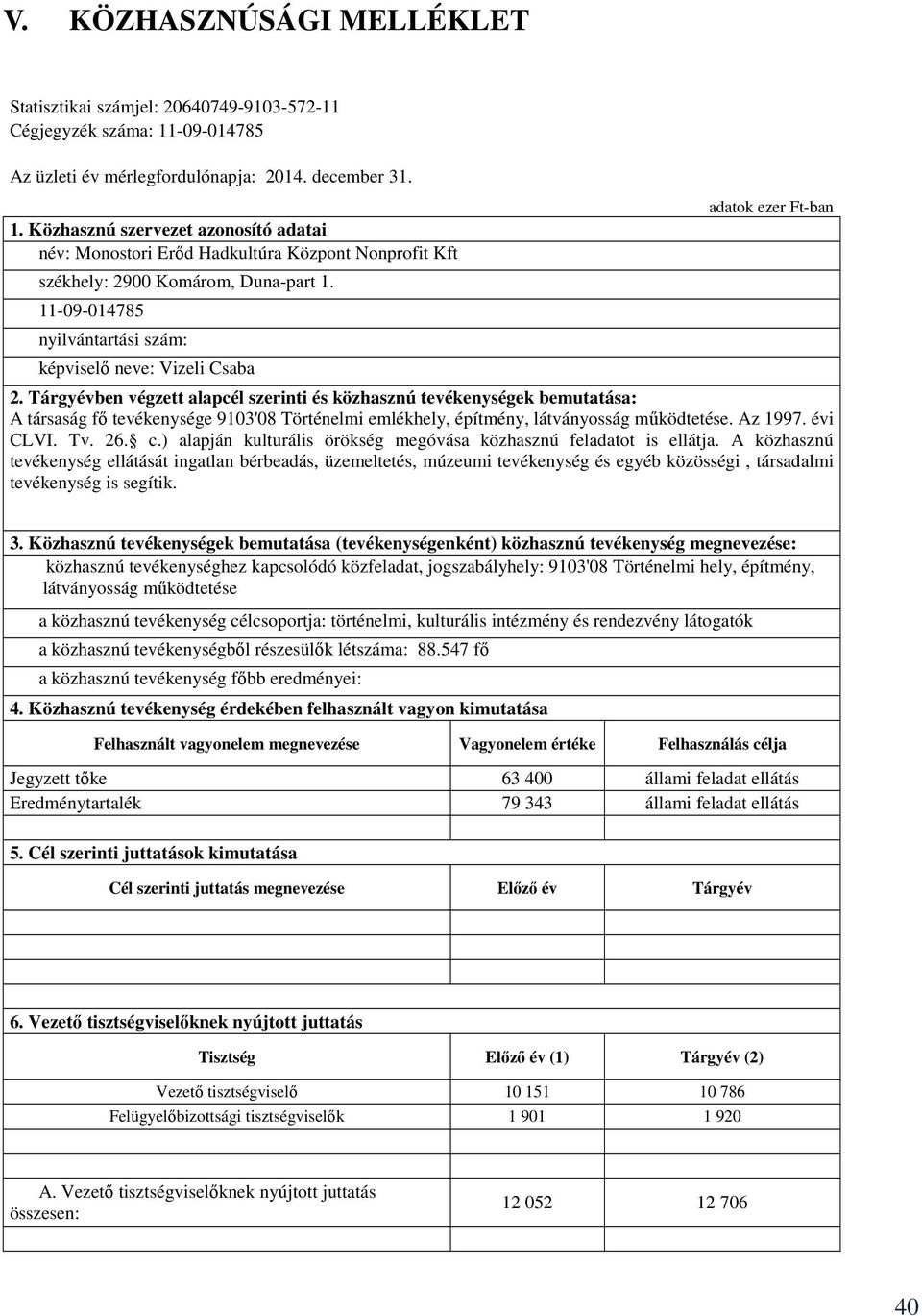 11-09-014785 nyilvántartási szám: képviselı neve: Vizeli Csaba 2.