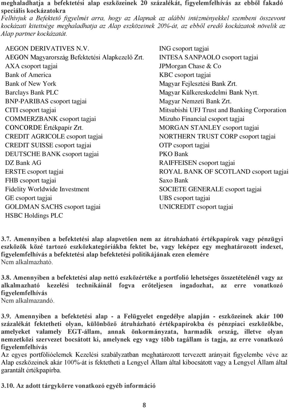 TIVES N.V. AEGON Magyarország Befektetési Alapkezelő Zrt.