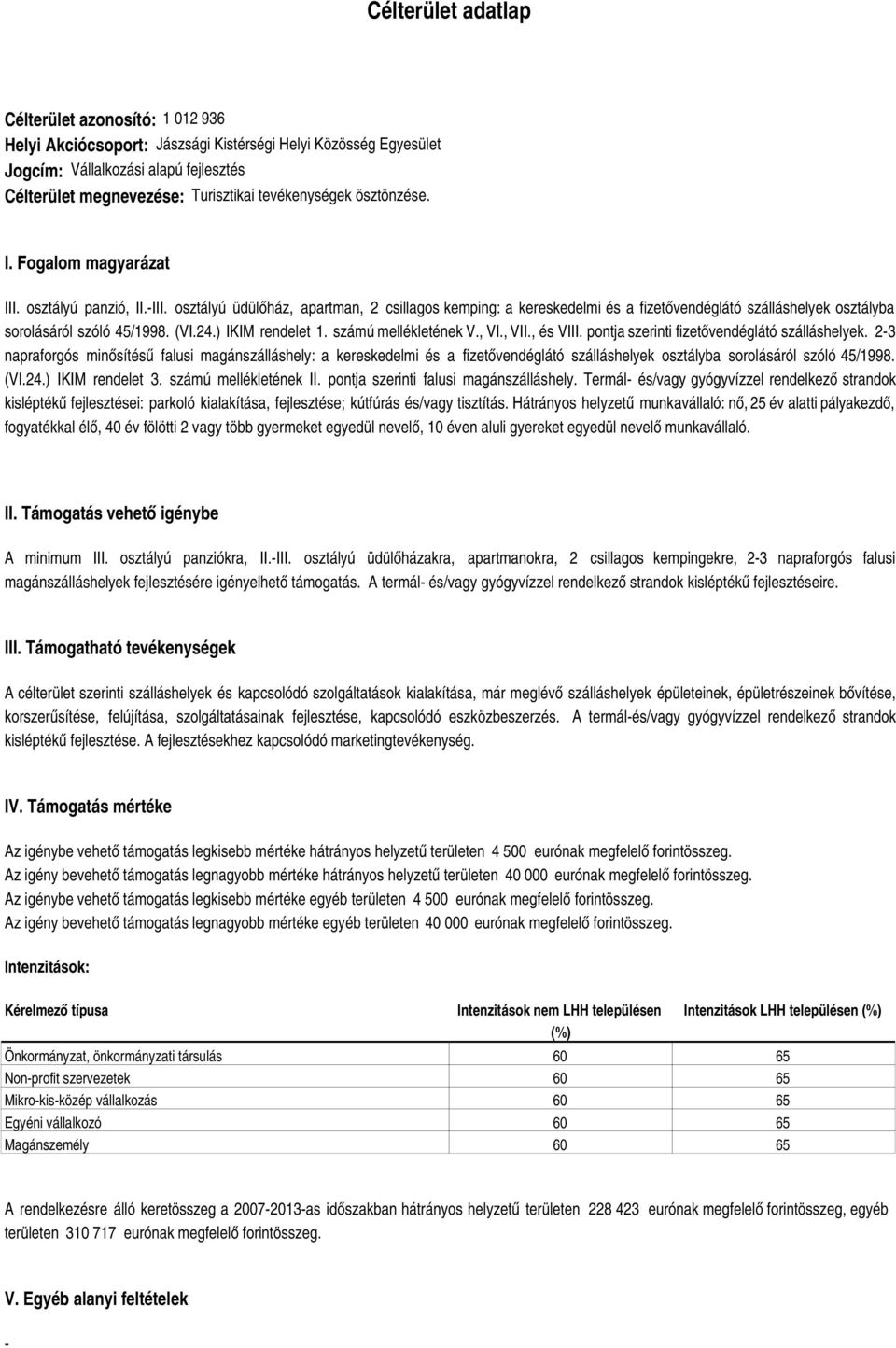 (VI.24.) IKIM rendelet 1. számú mellékletének V., VI., VII., és VIII. pontja szerinti fizetővendéglátó szálláshelyek.