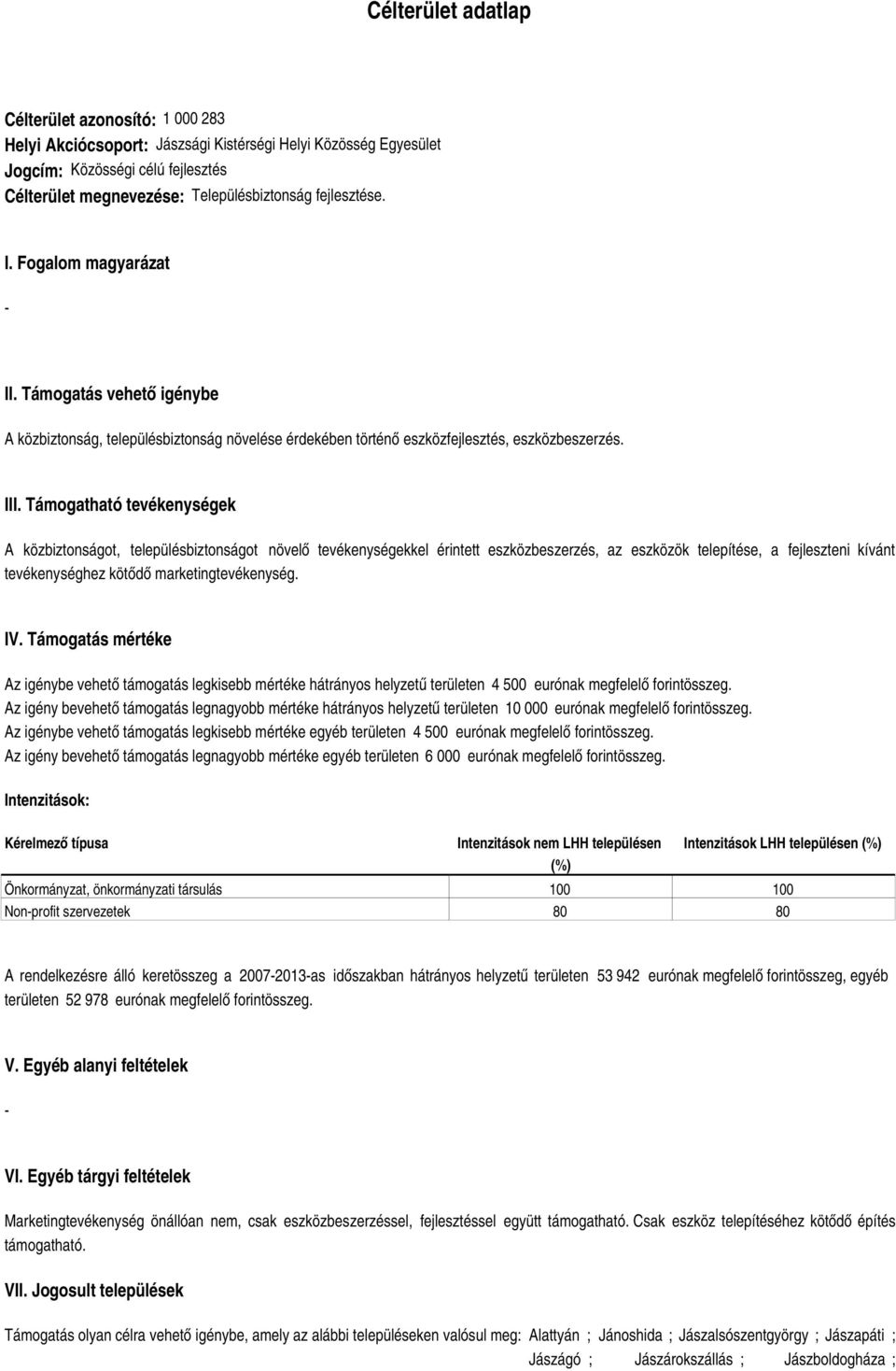 Támogatható tevékenységek A közbiztonságot, településbiztonságot növelő tevékenységekkel érintett eszközbeszerzés, az eszközök telepítése, a fejleszteni kívánt tevékenységhez kötődő