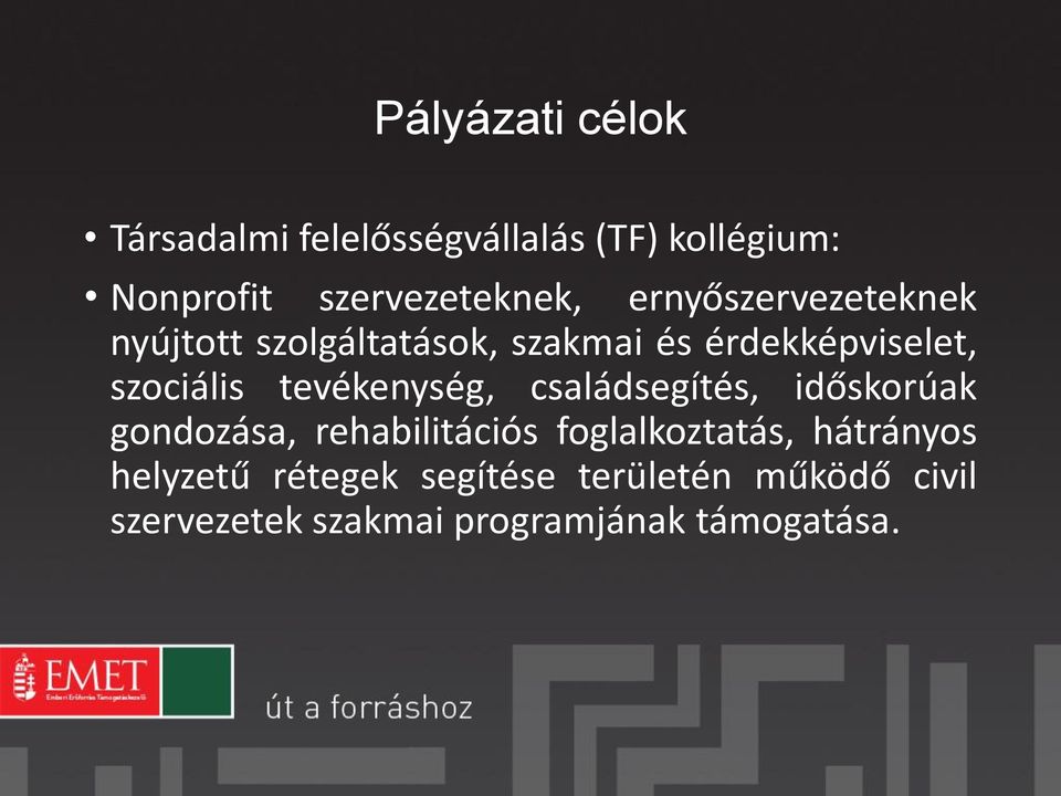 tevékenység, családsegítés, időskorúak gondozása, rehabilitációs foglalkoztatás,