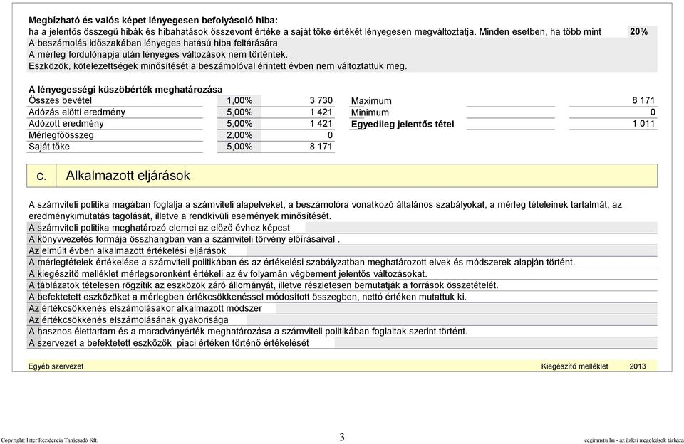 Eszközök, kötelezettségek minősítését a beszámolóval érintett évben nem változtattuk meg.