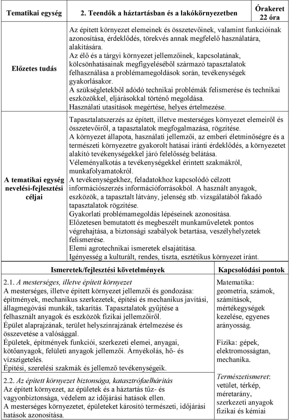 alakítására. Az élő és a tárgyi környezet jellemzőinek, kapcsolatának, kölcsönhatásainak megfigyeléséből származó tapasztalatok felhasználása a problémamegoldások során, tevékenységek gyakorlásakor.