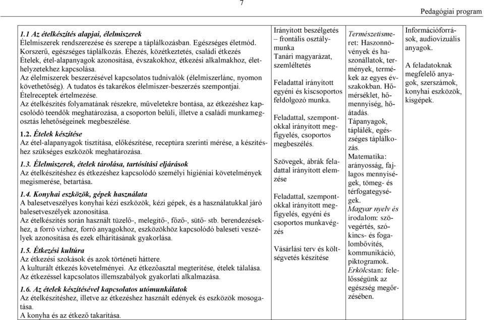 Az élelmiszerek beszerzésével kapcsolatos tudnivalók (élelmiszerlánc, nyomon követhetőség). A tudatos és takarékos élelmiszer-beszerzés szempontjai. Ételreceptek értelmezése.