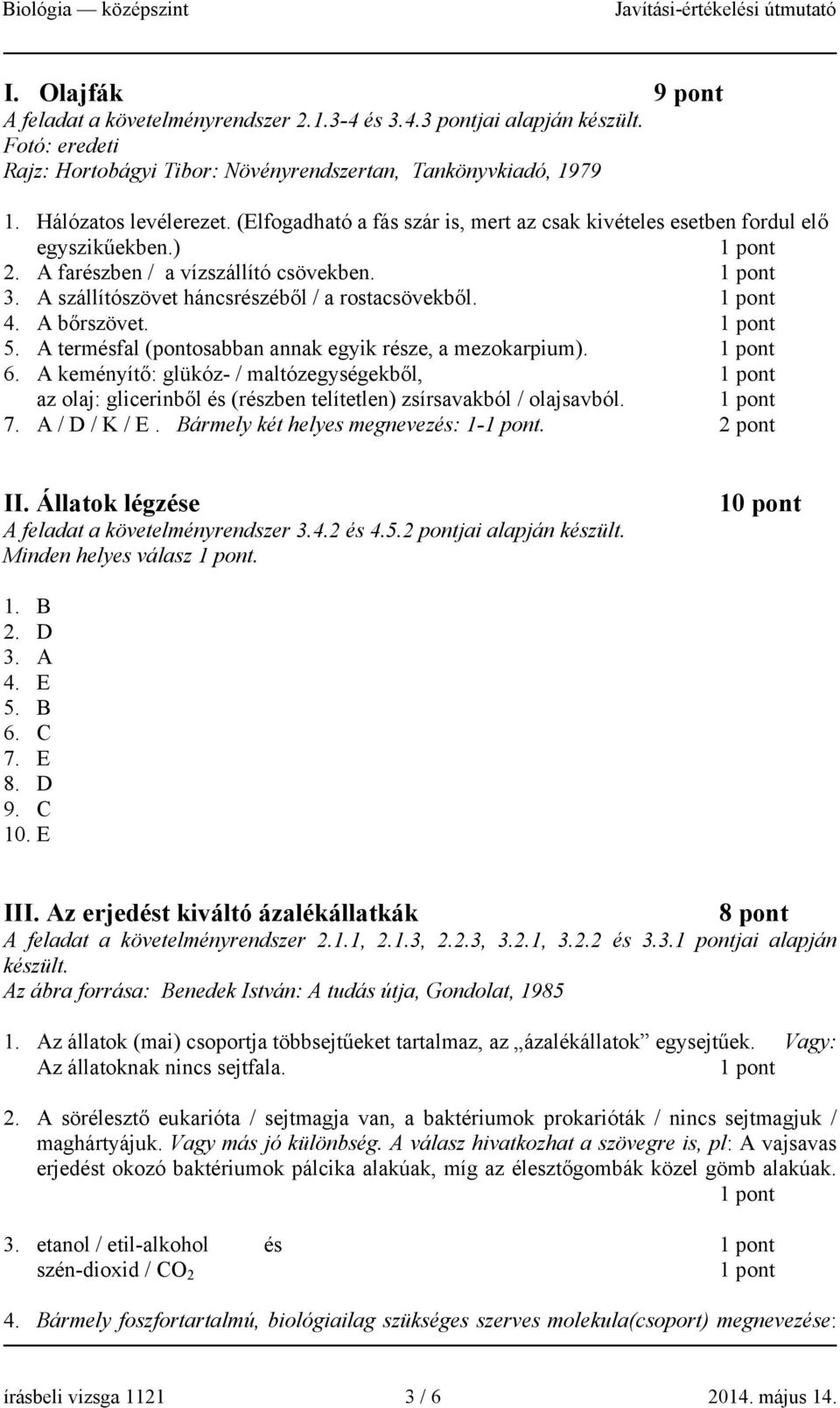 A termésfal (pontosabban annak egyik része, a mezokarpium). 6. A keményítő: glükóz- / maltózegységekből, az olaj: glicerinből és (részben telítetlen) zsírsavakból / olajsavból. 7. A / D / K / E.