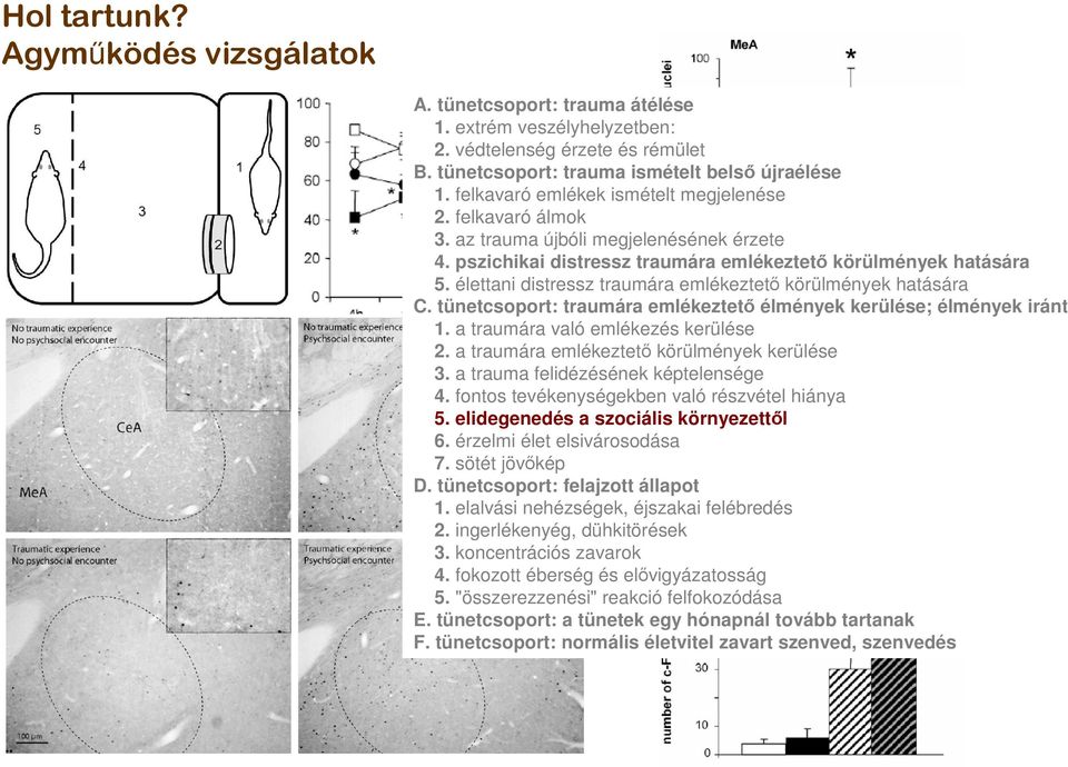 élettani distressz traumára emlékeztetı körülmények hatására C. tünetcsoport: traumára emlékeztetı élmények kerülése; élmények iránti 1. a traumára való emlékezés kerülése 2.