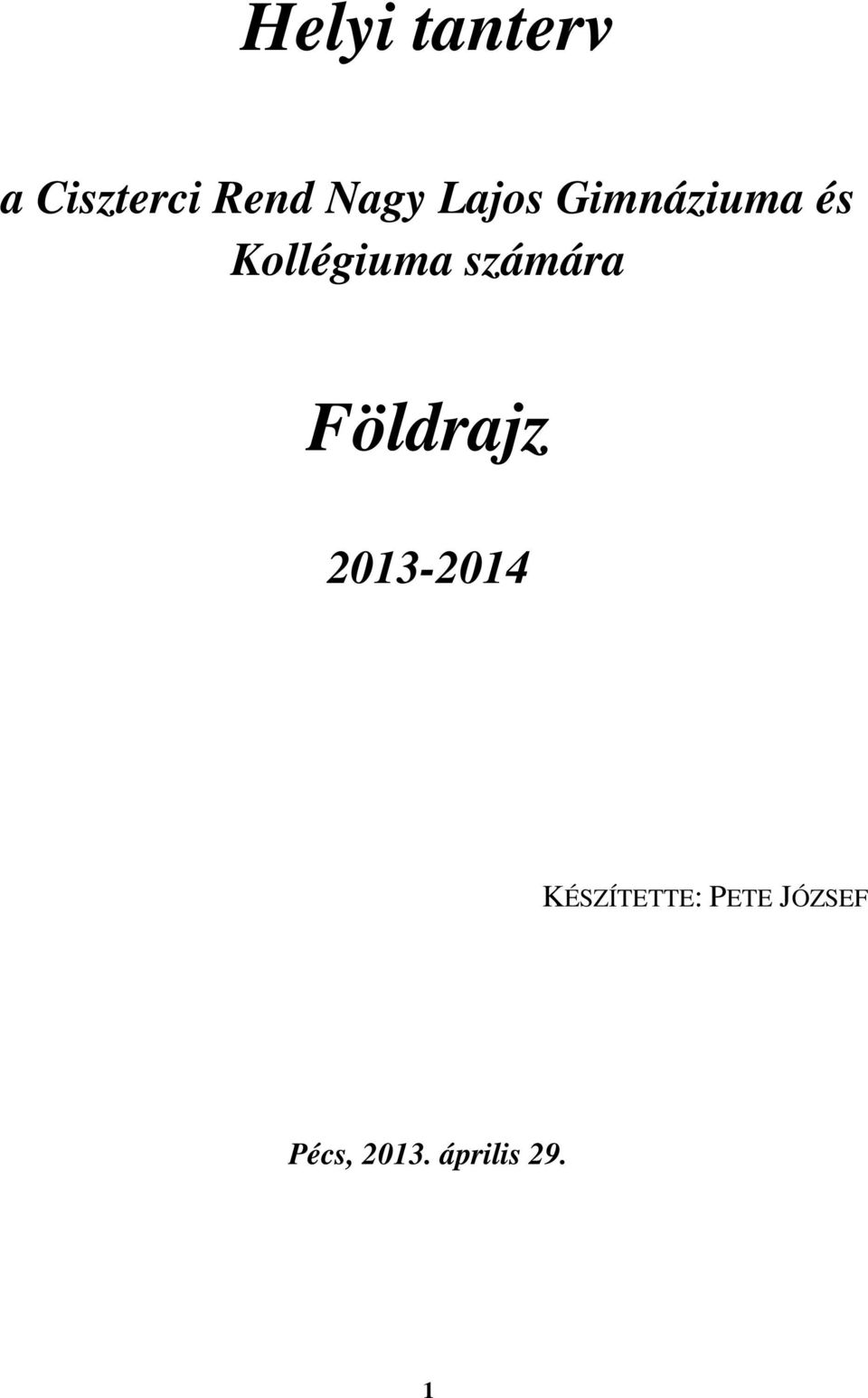 számára Földrajz 2013-2014