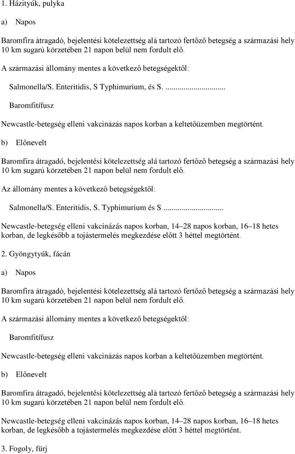 Typhimurium és S... Newcastle-betegség elleni vakcinázás napos korban, 14 28