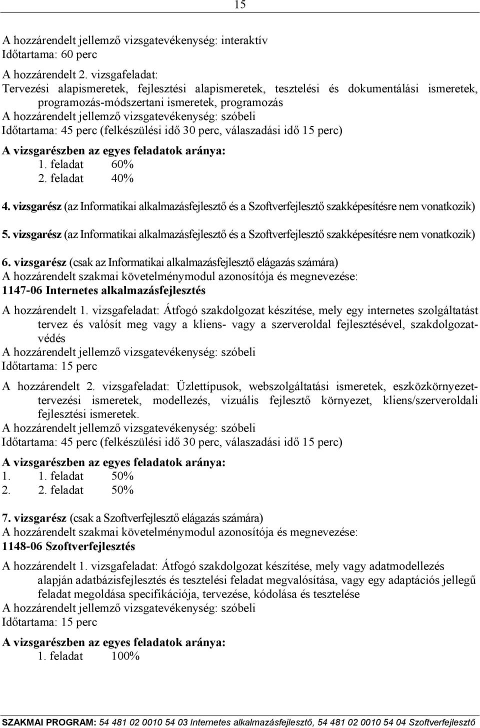 szóbeli Időtartama: 45 perc (felkészülési idő 30 perc, válaszadási idő 15 perc) A vizsgarészben az egyes feladatok aránya: 1. feladat 60% 2. feladat 40% 4.