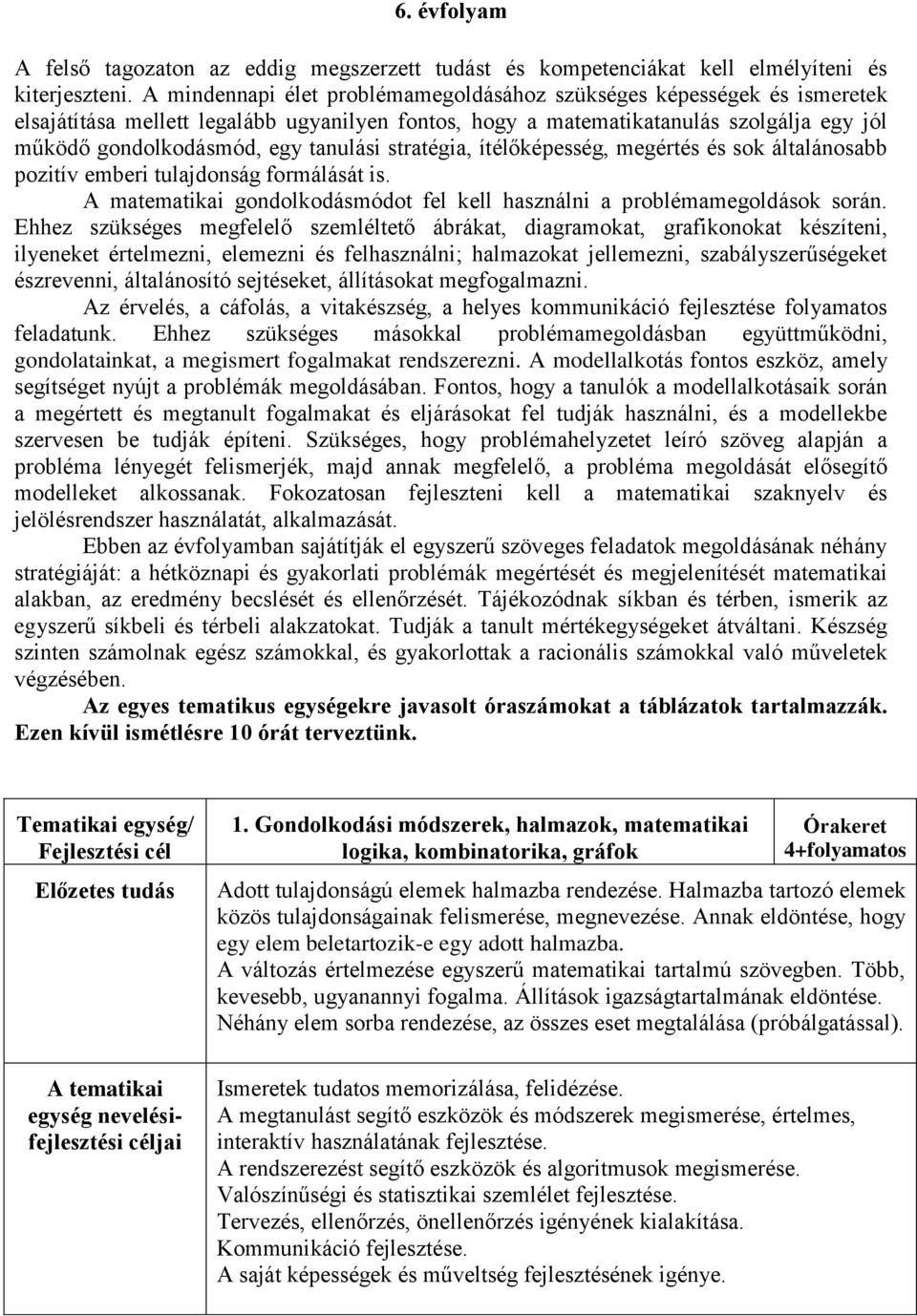 tanulási stratégia, ítélőképesség, megértés és sok általánosabb pozitív emberi tulajdonság formálását is. A matematikai gondolkodásmódot fel kell használni a problémamegoldások során.