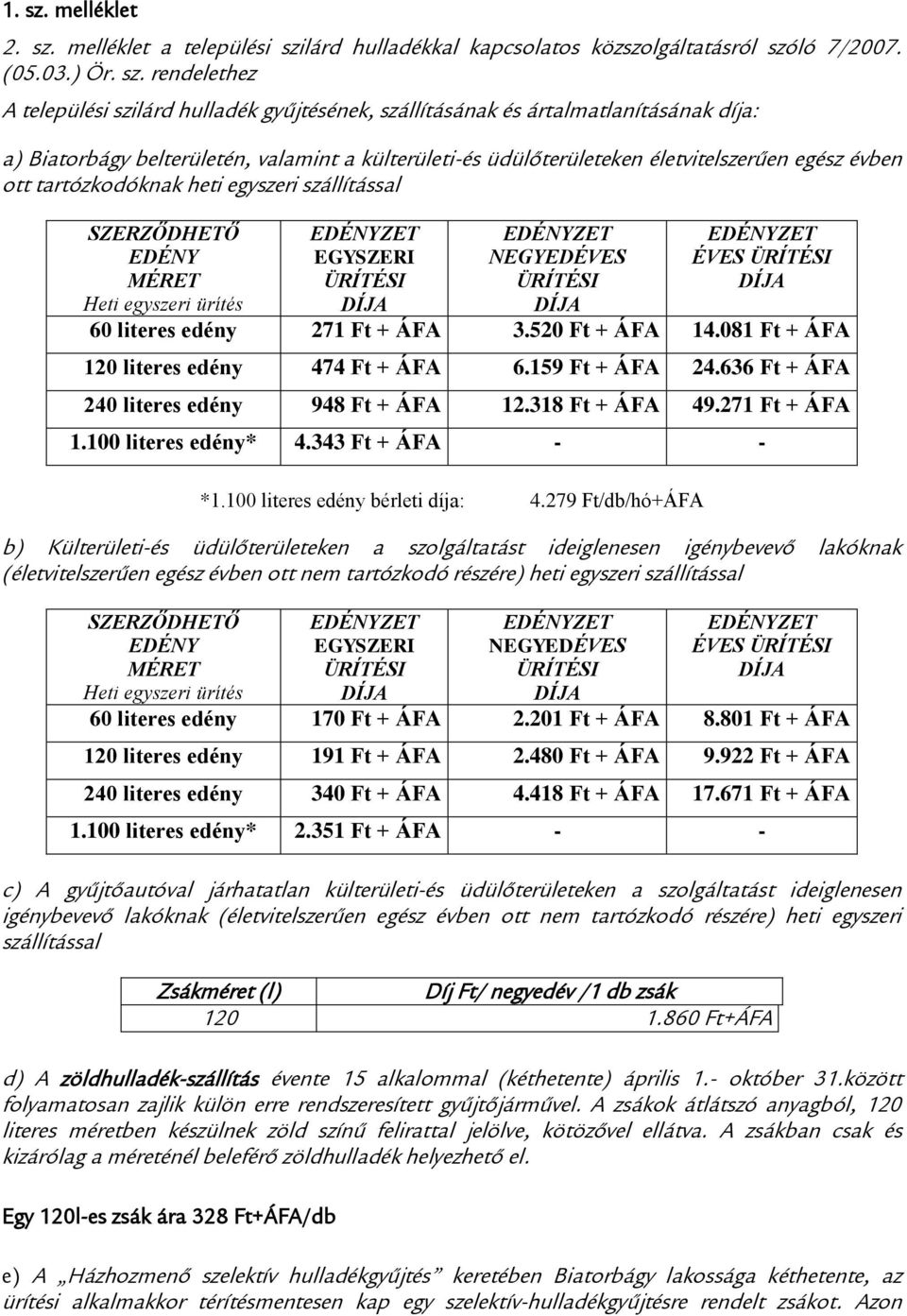 melléklet a települési szi