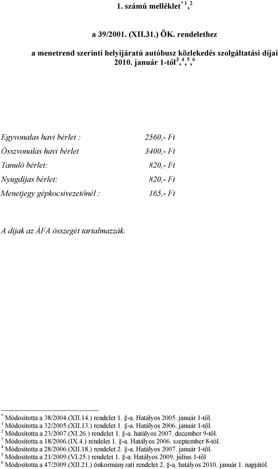 összegét tartalmazzák. * Módosította a 38/2004.(XII.14.) rendelet 1. -a. Hatályos 2005. január 1-től. 1 Módosította a 32/2005.(XII.13.) rendelet 1. -a. Hatályos 2006. január 1-től. 2 Módosította a 23/2007.