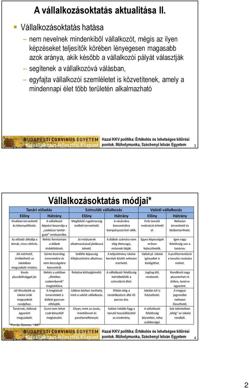 vállalkozóvá válásban, egyfajta vállalkozói szemléletet is közvetítenek, amely a mindennapi élet több területén alkalmazható pontok.