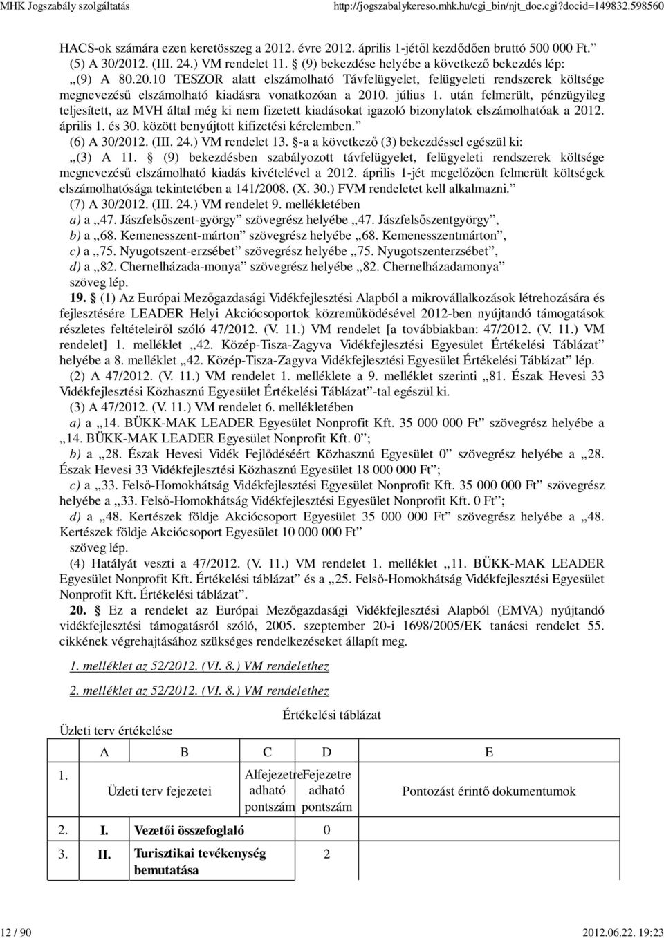 után felmerült, pénzügyileg teljesített, az MVH által még ki nem fizetett kiadásokat igazoló bizonylatok elszámolhatóak a 2012. április 1. és 30. között benyújtott kifizetési kérelemben.