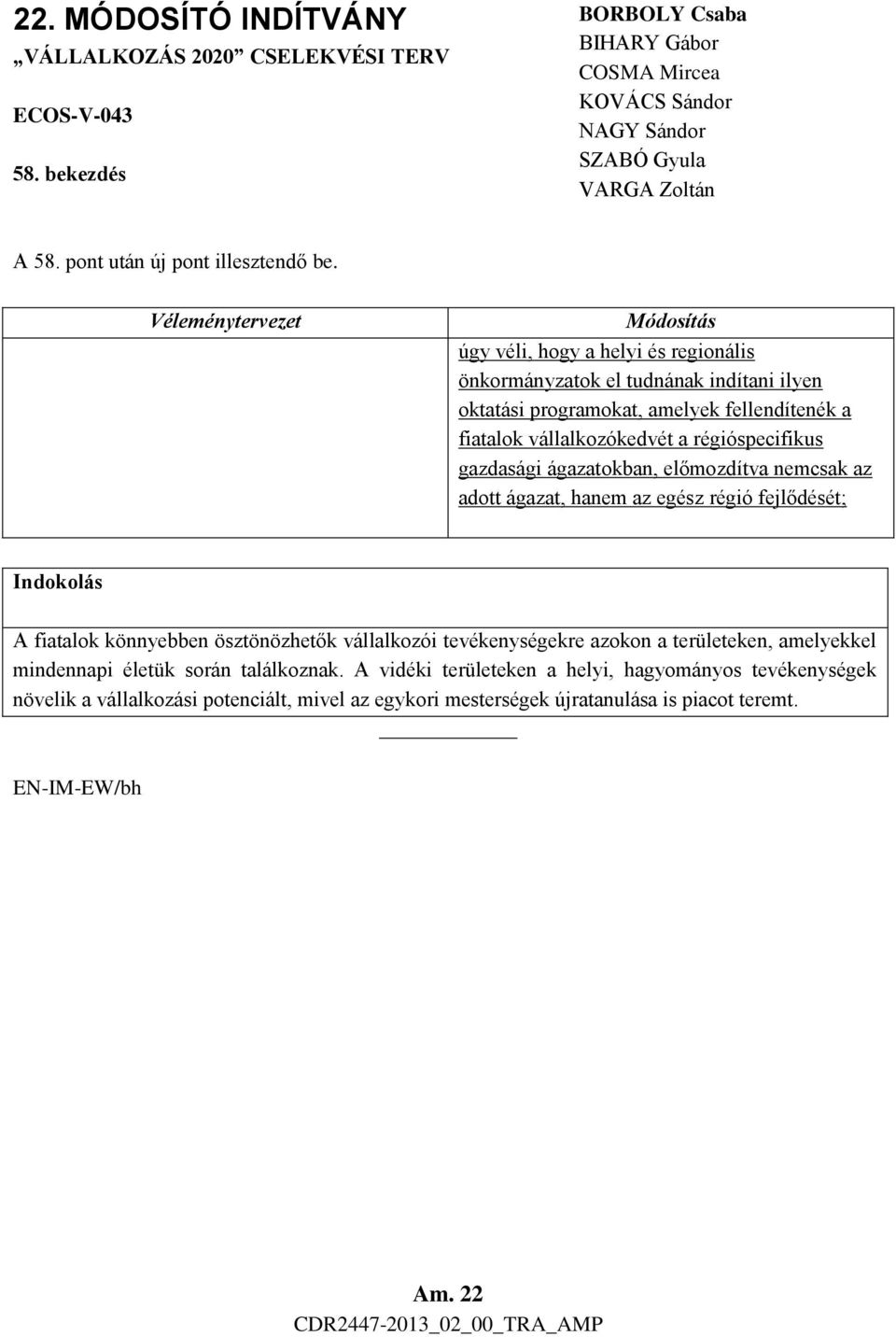 régióspecifikus gazdasági ágazatokban, előmozdítva nemcsak az adott ágazat, hanem az egész régió fejlődését; A fiatalok könnyebben ösztönözhetők