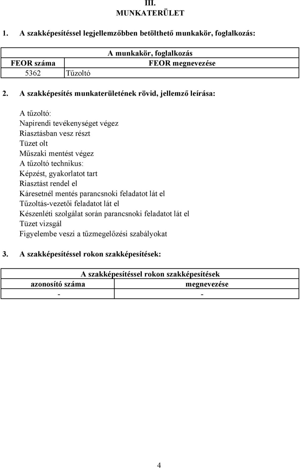 technikus: Képzést, gyakorlatot tart Riasztást rendel el Káresetnél mentés parancsnoki feladatot lát el Tűzoltás-vezetői feladatot lát el Készenléti szolgálat során