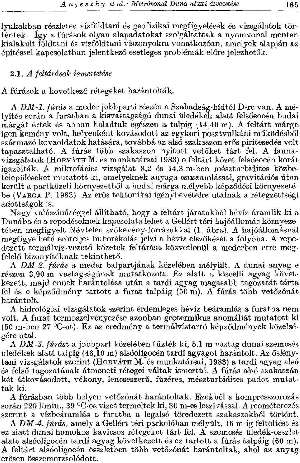 kialakult földtani és vízföldtani viszonyokra vonatkozóan, amelyek alapján az építéssel kapcsolatban jelentkező esetleges problémák előre jelezhetők. 2.1.