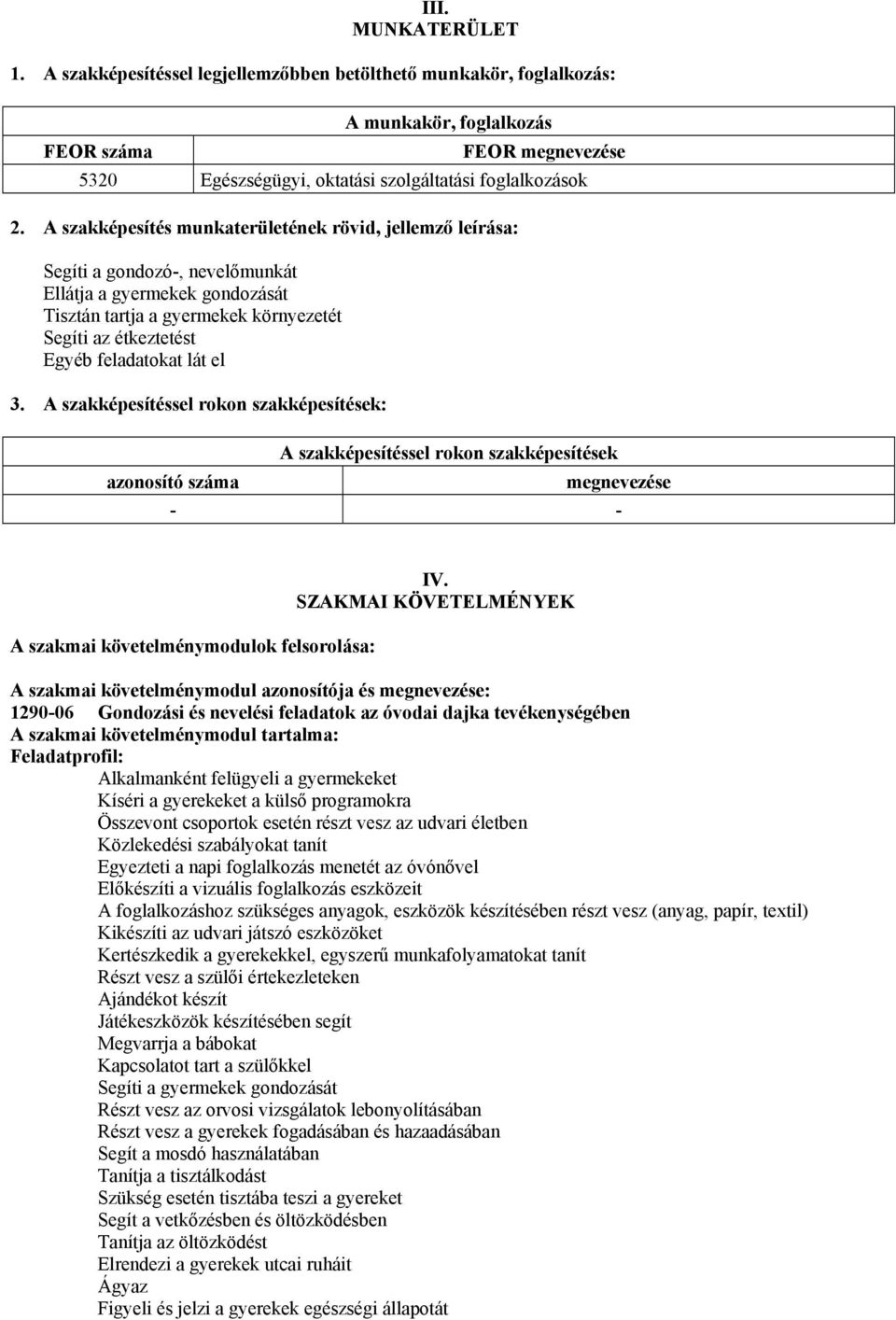 lát el 3. A szakképesítéssel rokon szakképesítések: A szakképesítéssel rokon szakképesítések azonosító száma megnevezése - - A szakmai követelménymodulok felsorolása: IV.