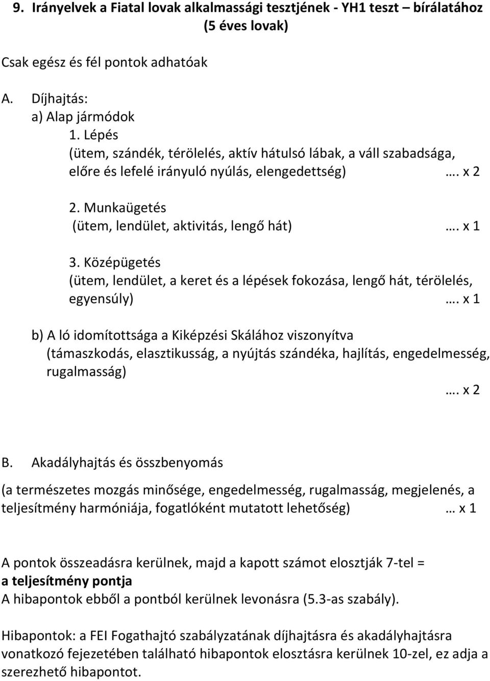 Középügetés (ütem, lendület, a keret és a lépések fokozása, lengő hát, térölelés, egyensúly).