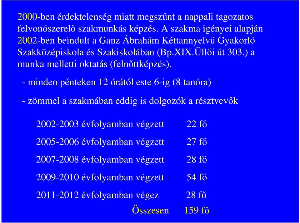 ) a munka melletti oktatás (felnıttképzés).