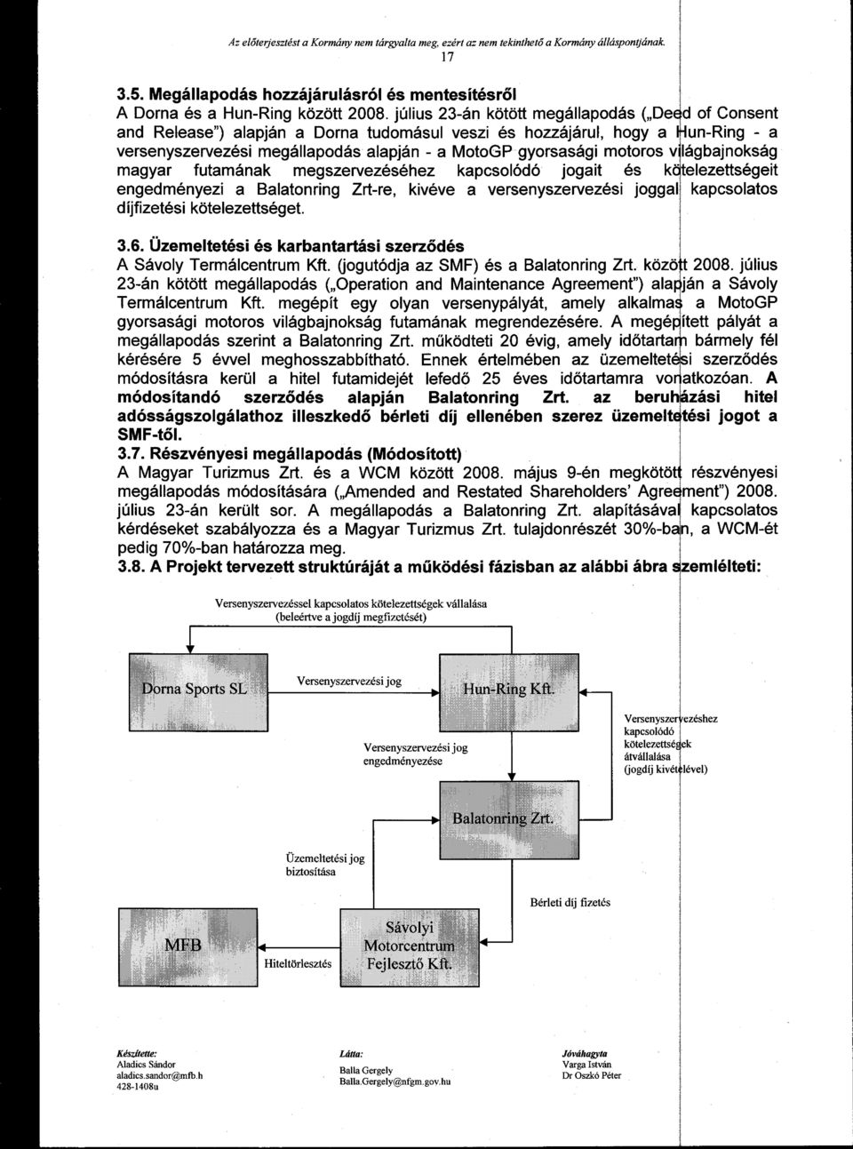 v ágbajnokság magyar futamának megszervezéséhez kapcsolódó jogait és k ntelezettségeit engedményezi a Balatonring Zrt-re, kivéve a versenyszervezési joggal kapcsolatos díjfizetési kötelezettséget. 3.