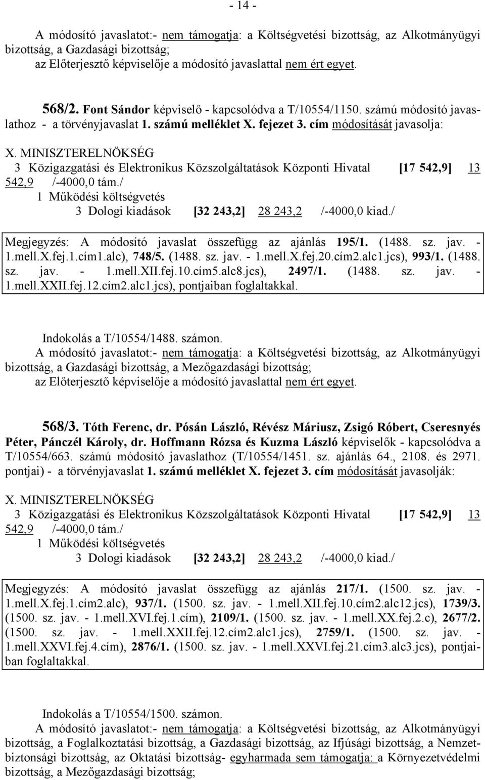 MINISZTERELNÖKSÉG 3 Közigazgatási és Elektronikus Közszolgáltatások Központi Hivatal [17 542,9] 13 542,9 /-4000,0 tám./ 3 Dologi kiadások [32 243,2] 28 243,2 /-4000,0 kiad.