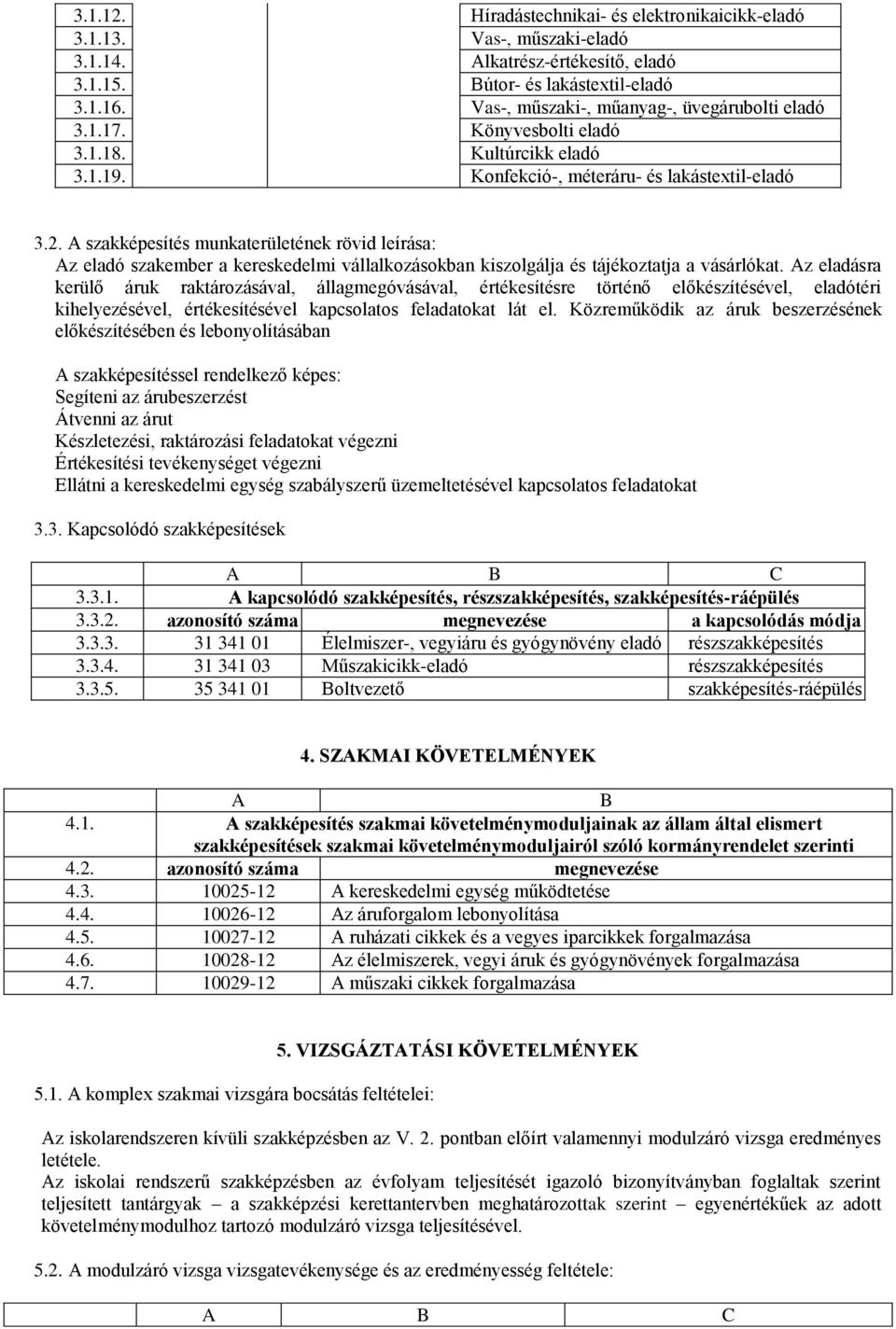 A szakképesítés munkaterületének rövid leírása: Az eladó szakember a kereskedelmi vállalkozásokban kiszolgálja és tájékoztatja a vásárlókat.