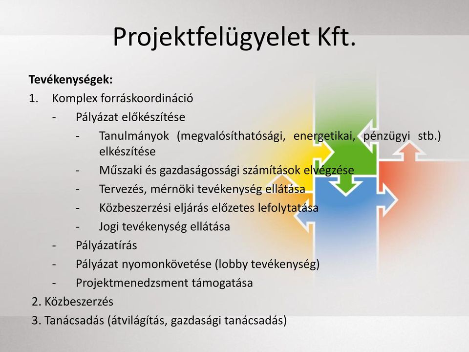 ) elkészítése - Műszaki és gazdaságossági számítások elvégzése - Tervezés, mérnöki tevékenység ellátása - Közbeszerzési