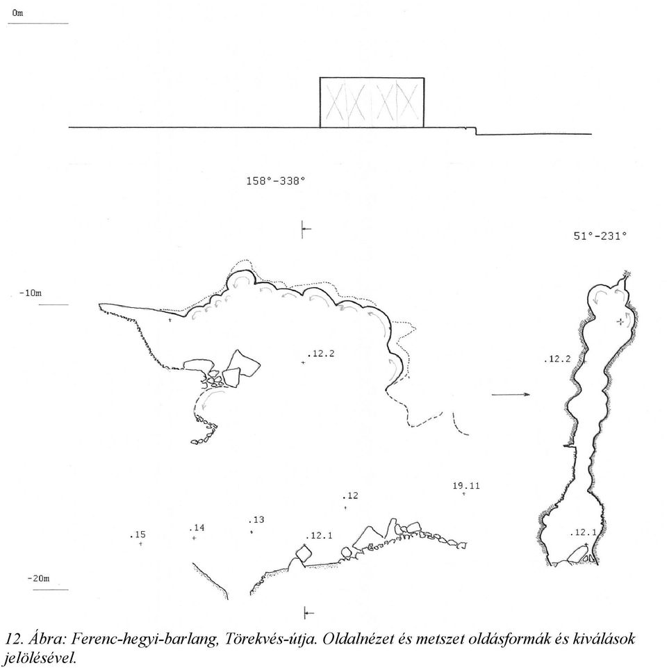 DistoX-PocketTopo-val készült metszetrajz. 12.