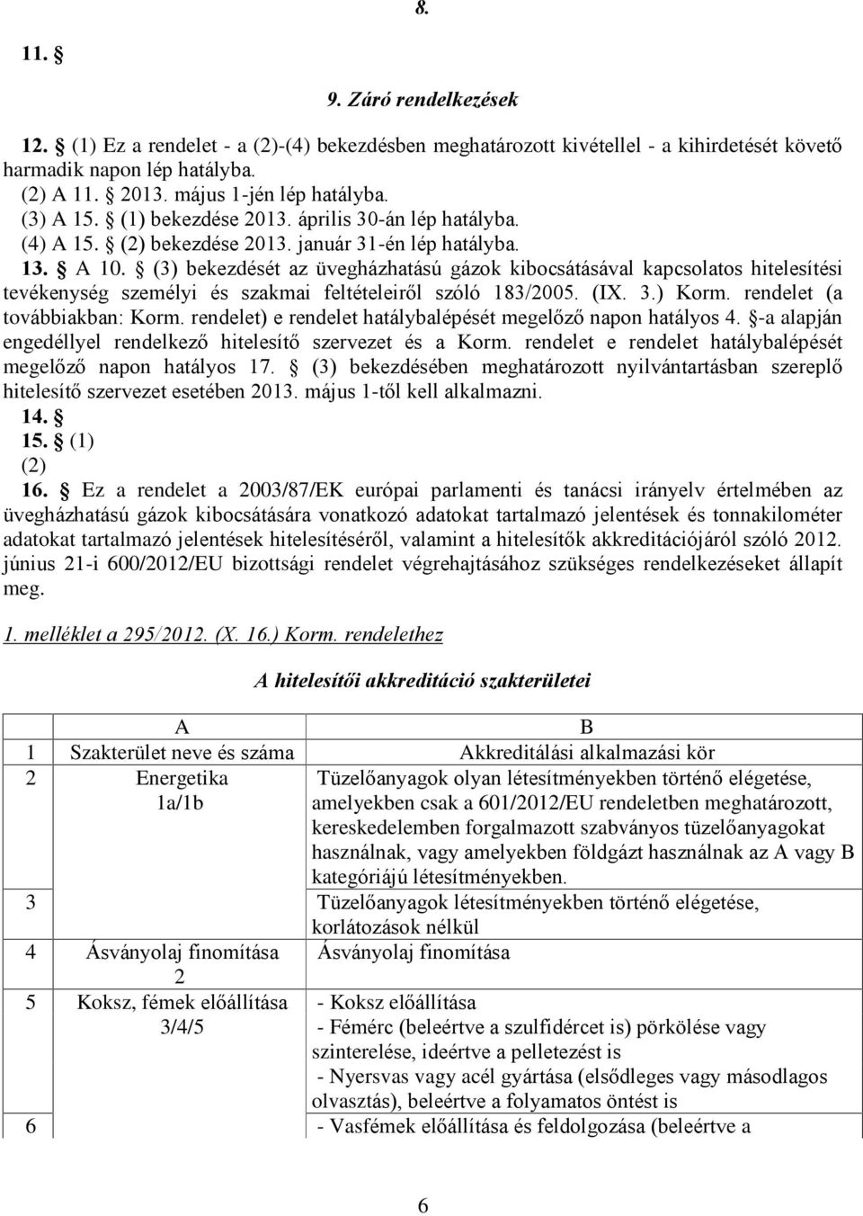 (3) bekezdését az üvegházhatású gázok kibocsátásával kapcsolatos hitelesítési tevékenység személyi és szakmai feltételeirõl szóló 183/2005. (IX. 3.) Korm. rendelet (a továbbiakban: Korm.