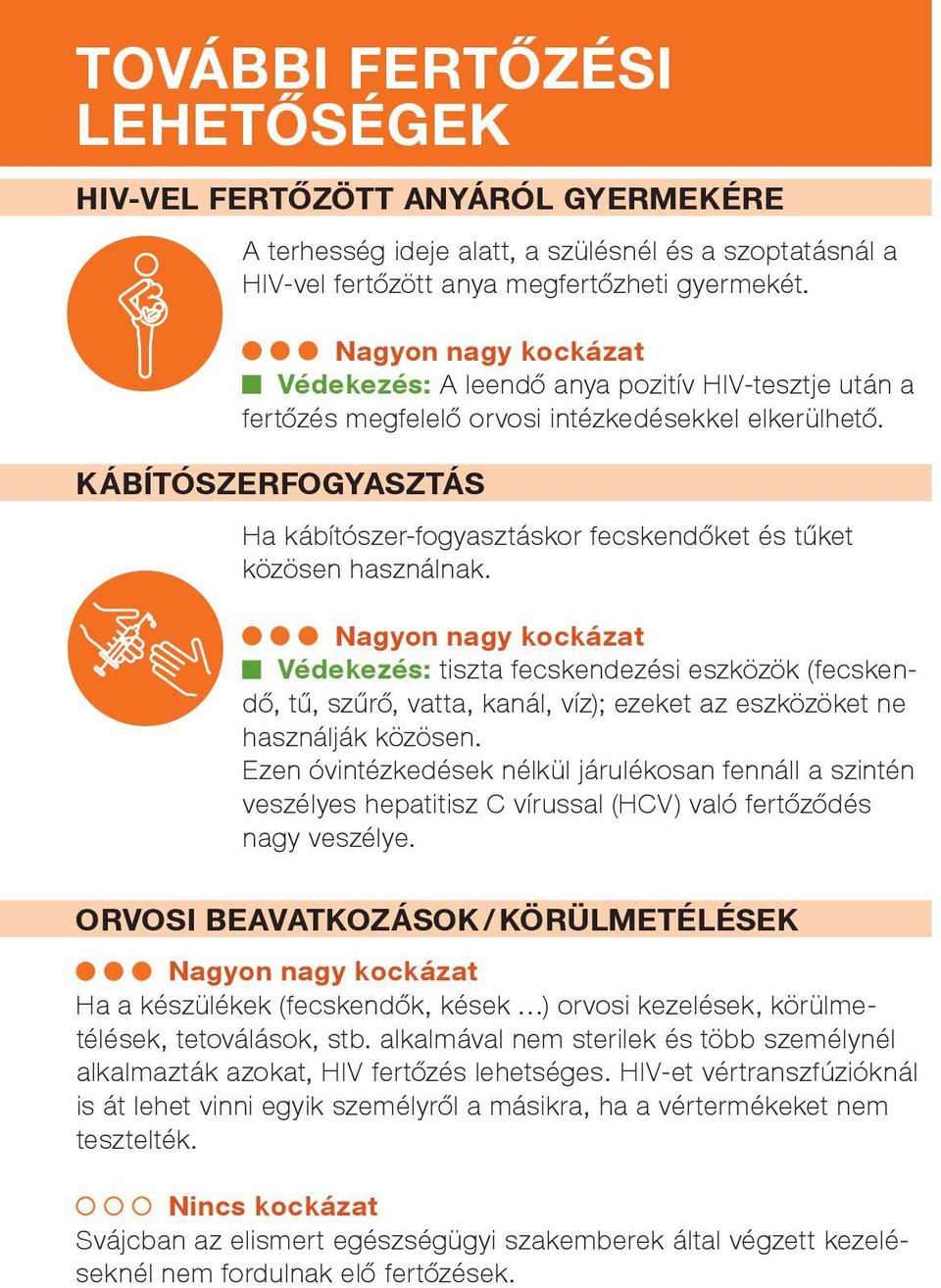 KÁBÍTÓSZERFOGYASZTÁS Ha kábítószer-fogyasztáskor fecskendőket és tűket közösen használnak.