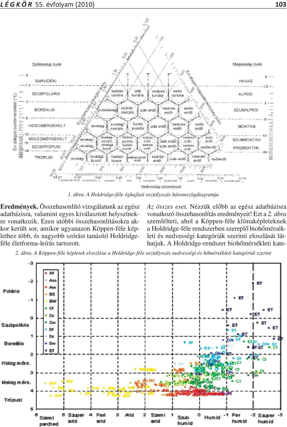 Ezen utóbbi összehasonlításokra akkor került sor, amikor ugyanazon Köppen-féle képlethez több, és nagyobb szórást tanúsító Holdridgeféle életforma-leírás tartozott. Az összes eset.