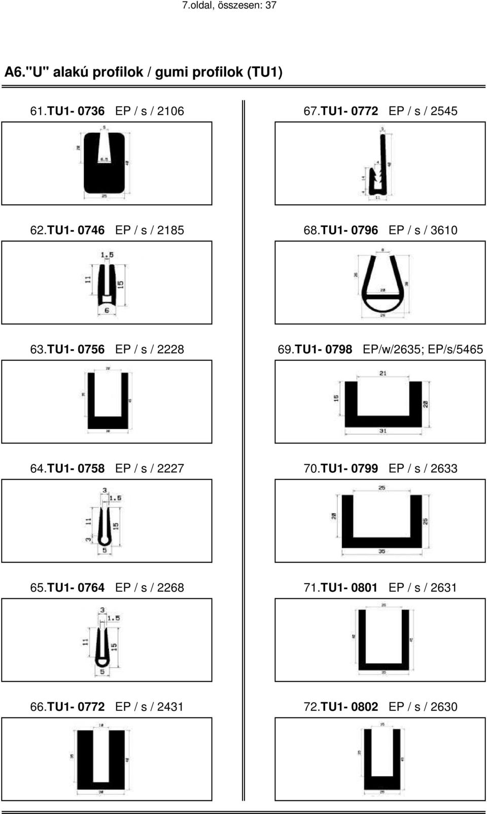 TU1-0756 EP / s / 2228 69.TU1-0798 EP/w/2635; EP/s/5465 64.TU1-0758 EP / s / 2227 70.