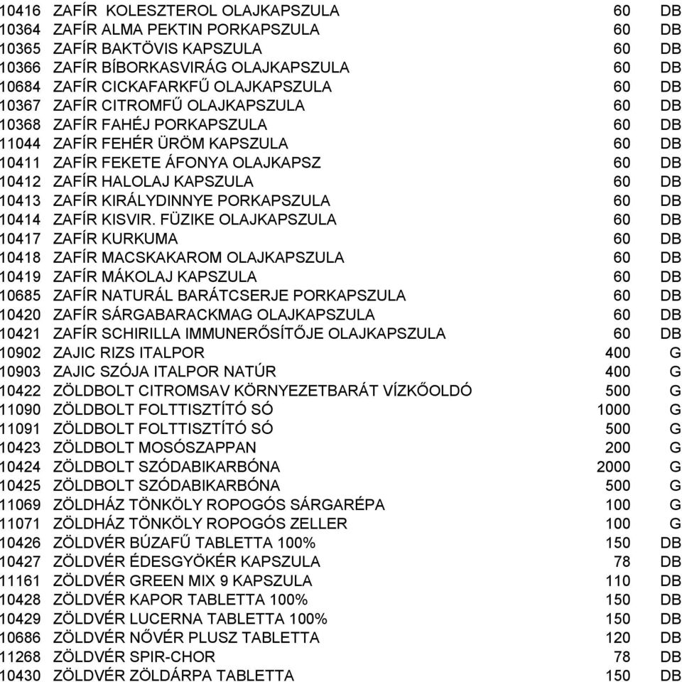 KAPSZULA 60 DB 10413 ZAFÍR KIRÁLYDINNYE PORKAPSZULA 60 DB 10414 ZAFÍR KISVIR.